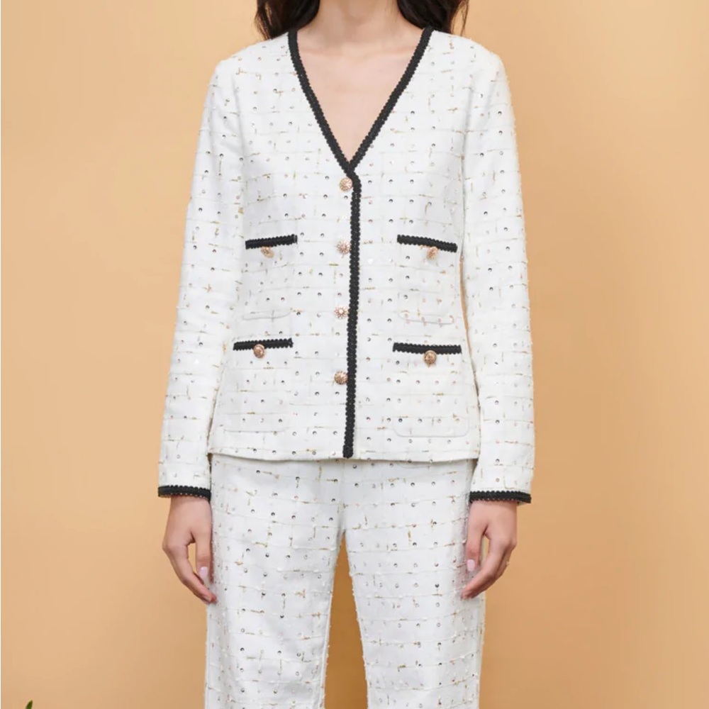 SISTER JANE DREAM THE IVY TRAIL Birch Sequin Tweed Jacket